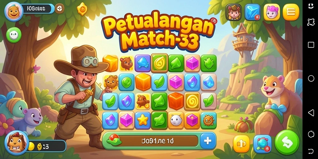 Tampilan gameplay H03 dengan berbagai tantangan seru dalam Match-3.