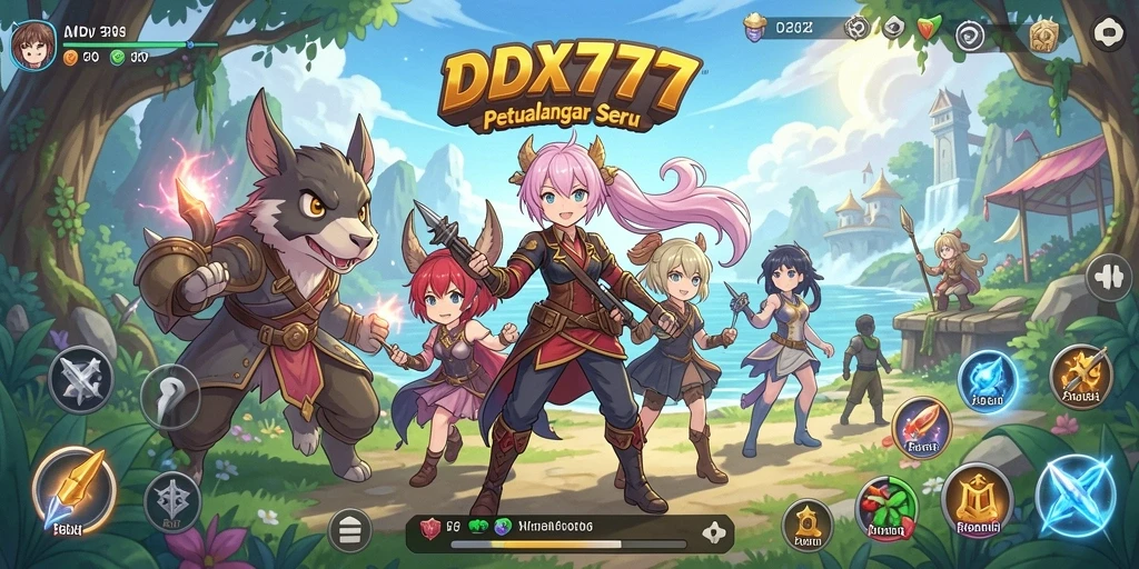 Tampilan gameplay seru dengan karakter anime ikonik di IDX777.